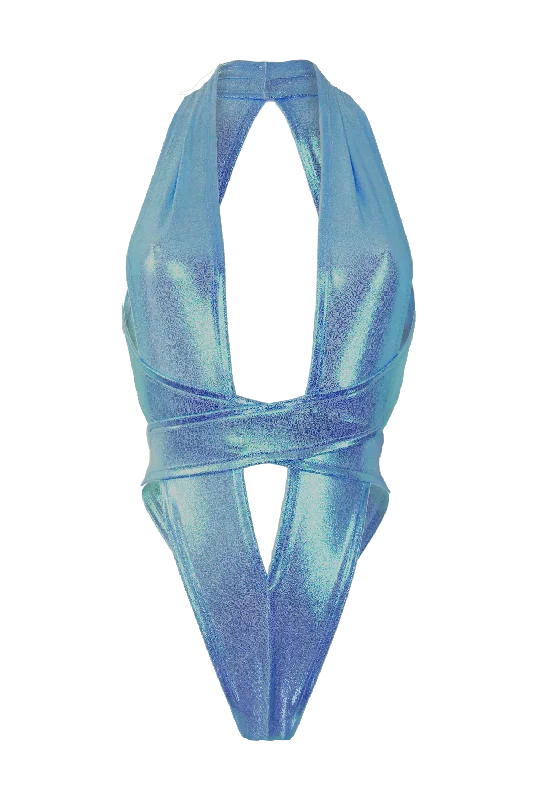 Sheer Bodysuits for a Seductive and Alluring OutfitCRISS CROSS Hologram Bondage Bodysuit / RAVE Bodysuit / TURQ/AQUA