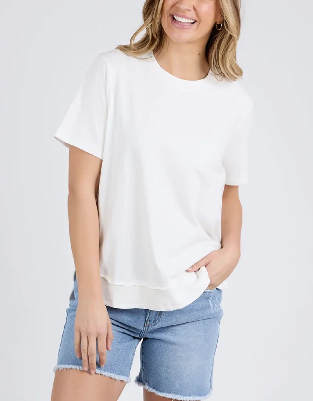 Plus size tiered ruffle dress for a feminine and playful vibeFarrah Short Sleeve Tee - White Plus size tiered ruffle dress for a feminine and playful vibeFarrah Short Sleeve Tee - White