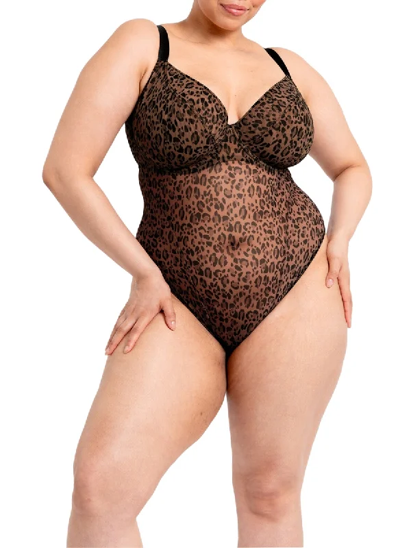 Ruffled Bodysuits with a Playful and Feminine TouchCool Cat Bodysuit - Leopard Brown