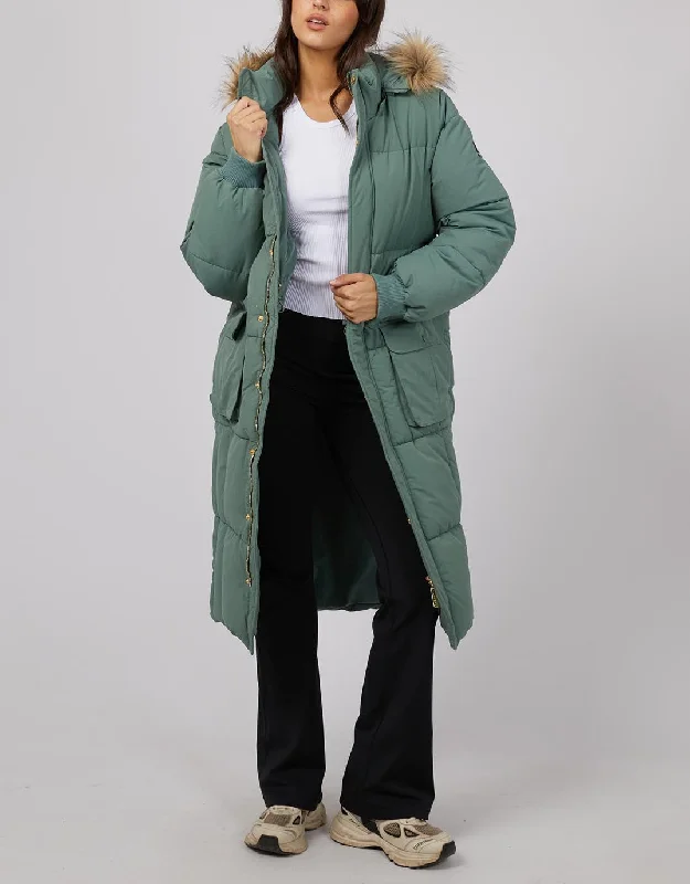 Plus size shirred - bodice dress for extra comfortActive Fur Longline Puffer - Green Plus size shirred - bodice dress for extra comfortActive Fur Longline Puffer - Green