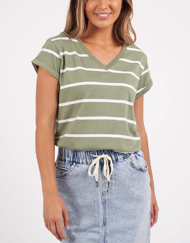 Plus size lace - detailed wedding guest dressManly Stripe Vee Tee - Sage/White Stripe Plus size lace - detailed wedding guest dressManly Stripe Vee Tee - Sage/White Stripe
