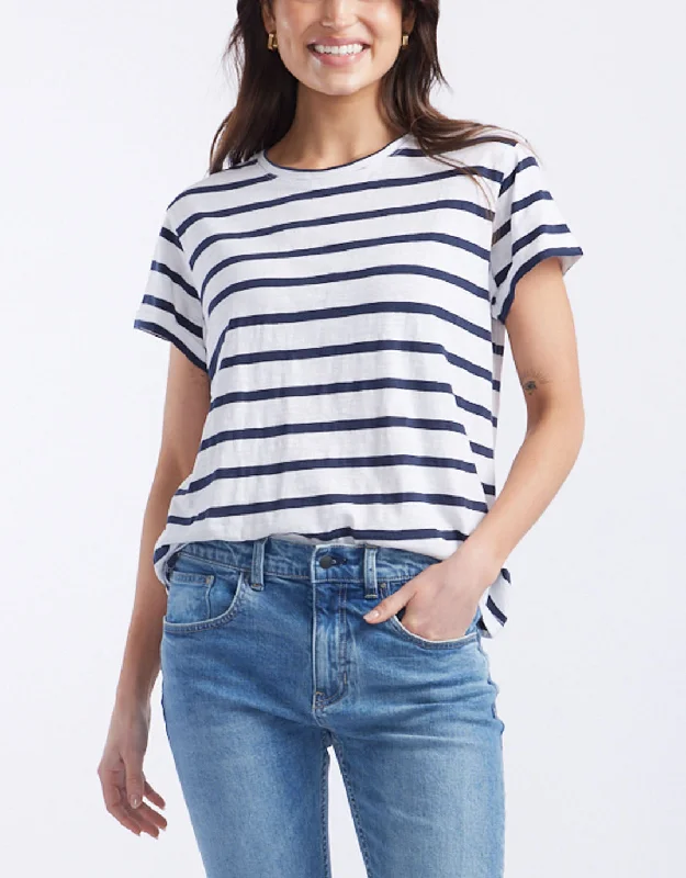 Plus size one - shoulder formal dress for a unique lookTurn Back T-Shirt - White/Navy Stripe Plus size one - shoulder formal dress for a unique lookTurn Back T-Shirt - White/Navy Stripe