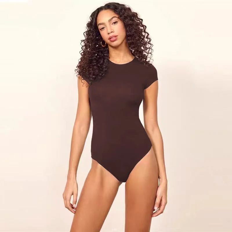 Convertible Straps Bodysuits for Multiple Styling Options4 Colors Cotton ribbed round neck jumpsuit bodysuit