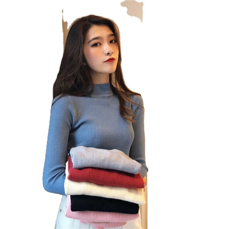 Mock - Neck Women Sweater for a Modern TwistCandy Colored High-Neck Bottoming Shirt Women's Autumn And Winter New Style Thin Tight-Fitting Blouse Long-Sleeved Sweater Mock - Neck Women Sweater for a Modern TwistCandy Colored High-Neck Bottoming Shirt Women's Autumn And Winter New Style Thin Tight-Fitting Blouse Long-Sleeved Sweater