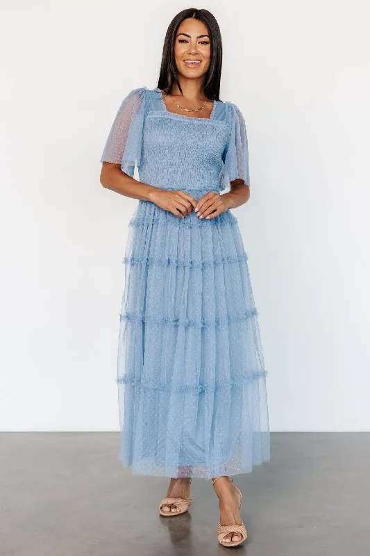 Pleated Women Dress with a Timeless and Elegant TextureBexley Tulle Dress | Dusty Blue Pleated Women Dress with a Timeless and Elegant TextureBexley Tulle Dress | Dusty Blue