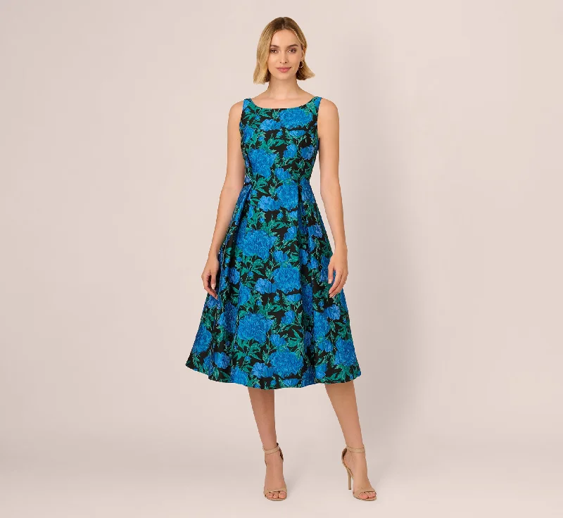 Mini Women Dress with a Short Hem for a Young and Trendy StyleBoat Neck Jacquard Midi Dress In Blue Green Mini Women Dress with a Short Hem for a Young and Trendy StyleBoat Neck Jacquard Midi Dress In Blue Green