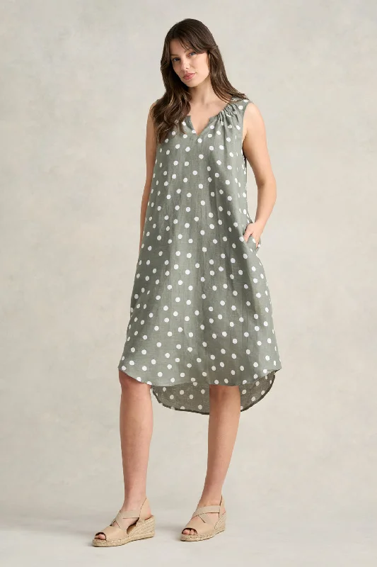 Plus Size Women Dress with a Flattering A - Line Cut for Comfort and StyleGathered French Linen Dress Plus Size Women Dress with a Flattering A - Line Cut for Comfort and StyleGathered French Linen Dress