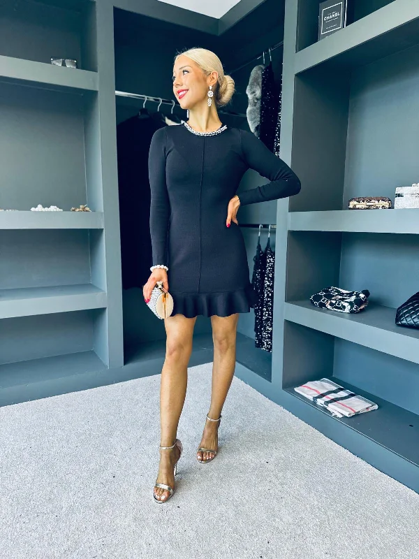 Off - the - Shoulder Women Dress for a Romantic and Feminine LookDora Embellished Mini Dress Black Off - the - Shoulder Women Dress for a Romantic and Feminine LookDora Embellished Mini Dress Black