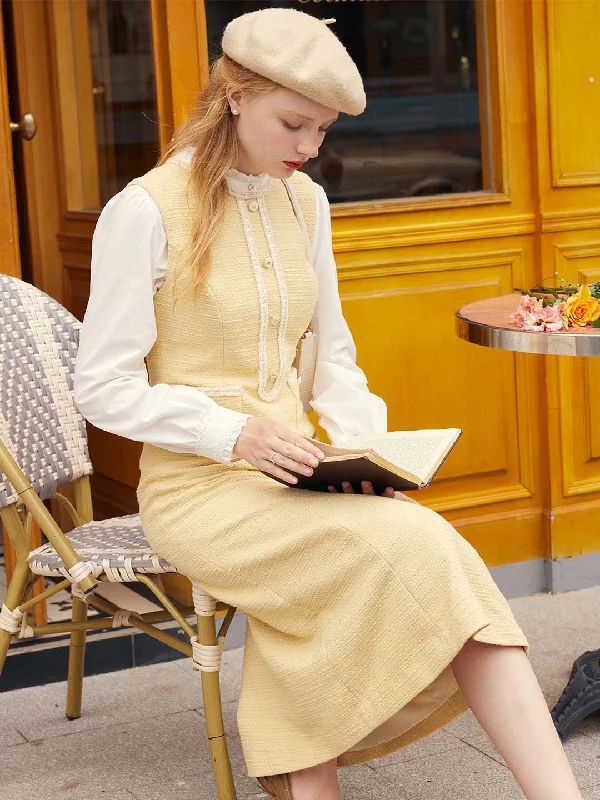 Halter Neck Women Dress to Show Off the Shoulders and NecklineKahlani Exquisite Vintage Sleeveless Tweed Vest Dress Halter Neck Women Dress to Show Off the Shoulders and NecklineKahlani Exquisite Vintage Sleeveless Tweed Vest Dress