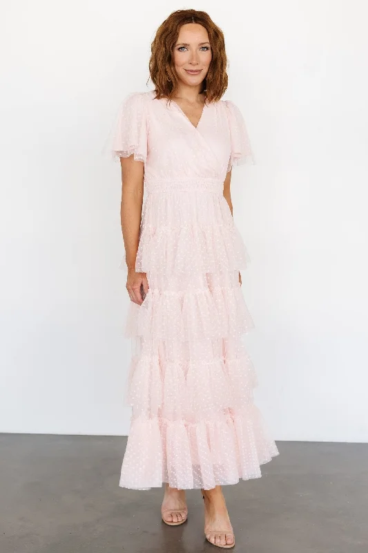 Mermaid - Style Women Dress with a Fitted Silhouette for Special OccasionsLaia Tiered Maxi Dress | Pale Blush Mermaid - Style Women Dress with a Fitted Silhouette for Special OccasionsLaia Tiered Maxi Dress | Pale Blush