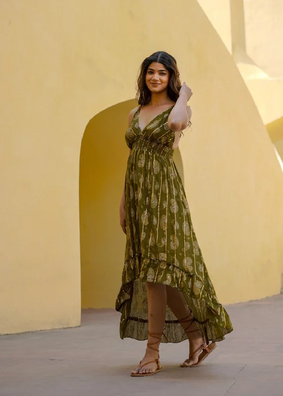 Off - the - Shoulder Women Dress for a Romantic and Feminine LookMermaid Dress Olive
