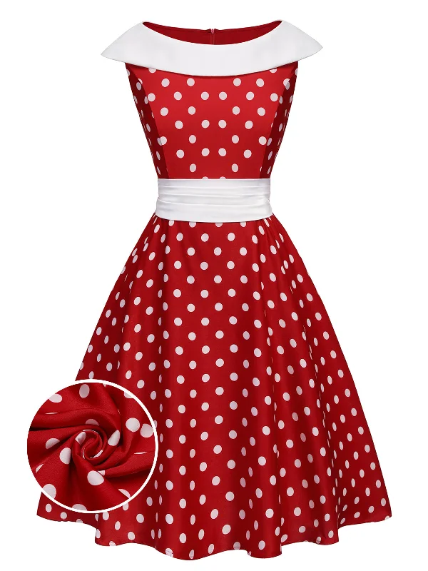 Empire Waist Women Dress to Accentuate the Bust and Conceal the WaistRed 1950s Dots Patchwork Swing Dress Empire Waist Women Dress to Accentuate the Bust and Conceal the WaistRed 1950s Dots Patchwork Swing Dress