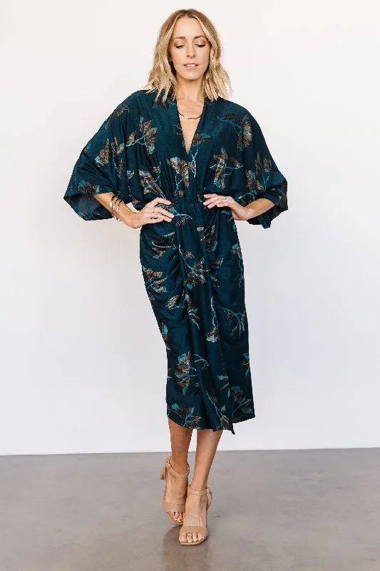 Lace - Embellished Women Dress for an Elegant and Sophisticated AppearanceShaneen Ruched Midi Dress | Jade Floral Shimmer Lace - Embellished Women Dress for an Elegant and Sophisticated AppearanceShaneen Ruched Midi Dress | Jade Floral Shimmer