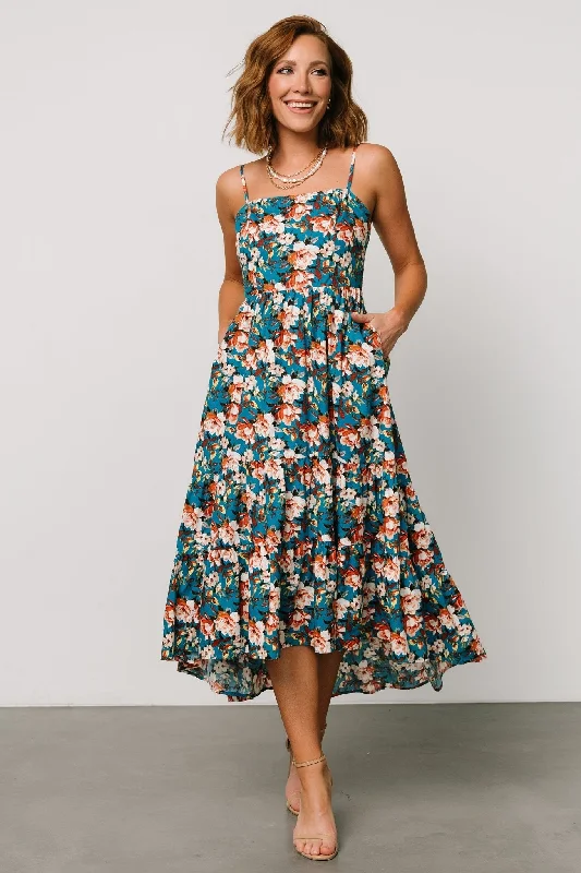 Sleeveless Women Dress in Bright Colors for Summer PartiesShari Tank Maxi Dress | Deep Blue Floral Sleeveless Women Dress in Bright Colors for Summer PartiesShari Tank Maxi Dress | Deep Blue Floral