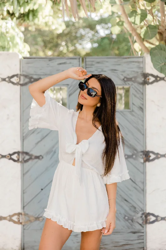 Shift Women Dress with a Simple and Classic Design for Everyday WearWalk In The Park White Gauze Tie Romper FINAL SALE Shift Women Dress with a Simple and Classic Design for Everyday WearWalk In The Park White Gauze Tie Romper FINAL SALE