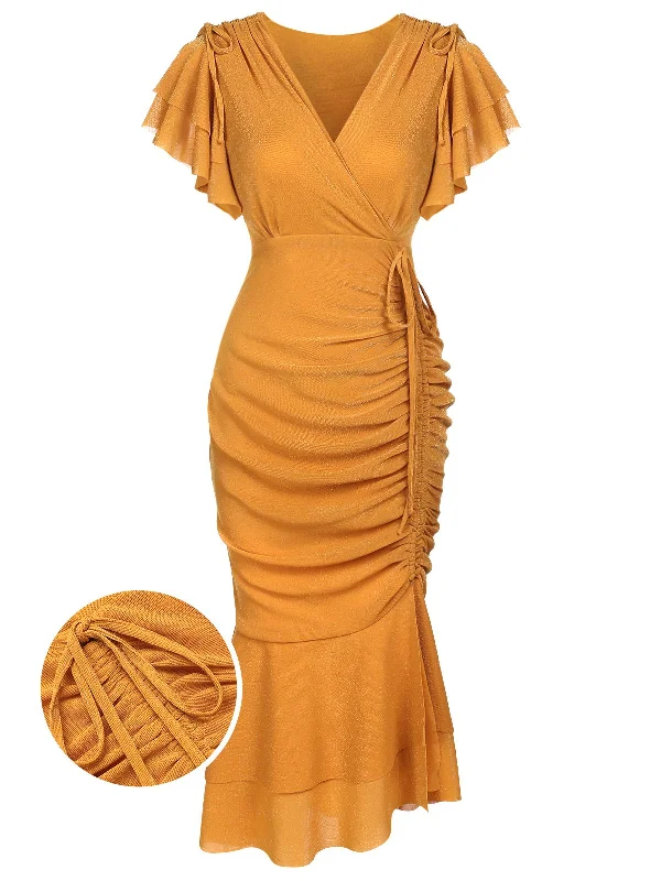Little Black Women Dress with Sequins for a Glamorous Night Out1930s Ruffle Lace-up Fishtail Dress