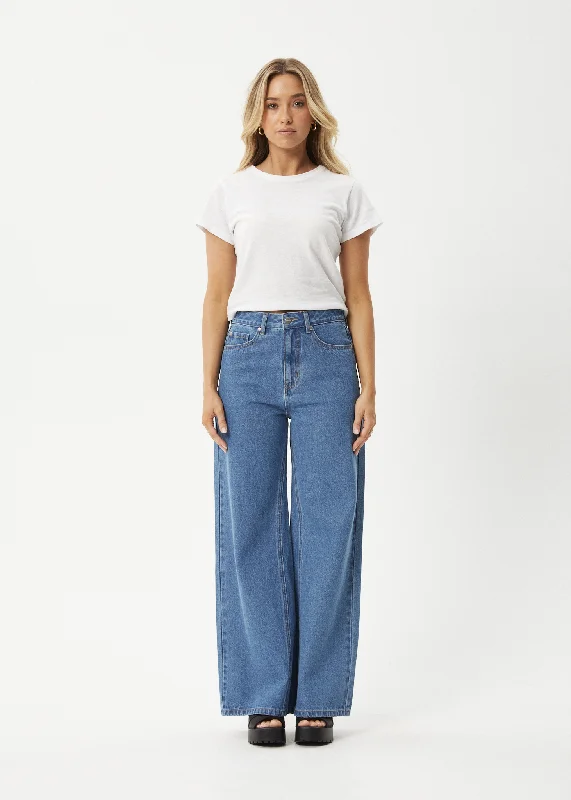 Acid - wash women jeans with a retro finishAFENDS Womens Gigi - Denim Flared Jeans - Worn Blue