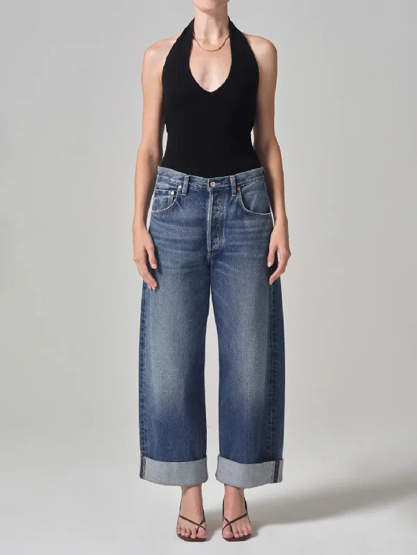 Cargo women jeans with multiple pockets for added functionalityAyla Baggy Cuffed Crop Jean - Brielle