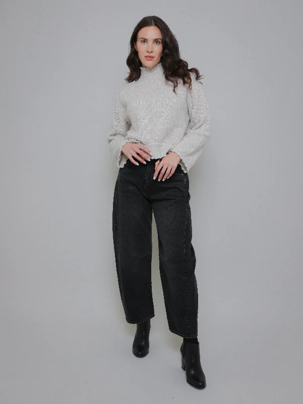 Stretch women jeans for enhanced mobility and comfortCharlie Barrel Jean - Black Stone