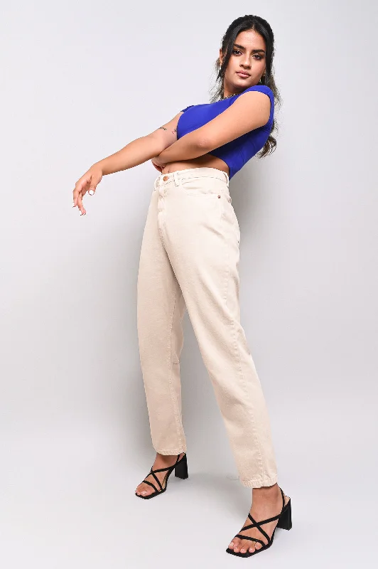 Light Beige Mom Jeans