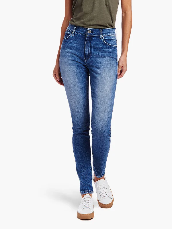Embroidered women jeans with intricate patternsHigh Rise Skinny Moore Jeans