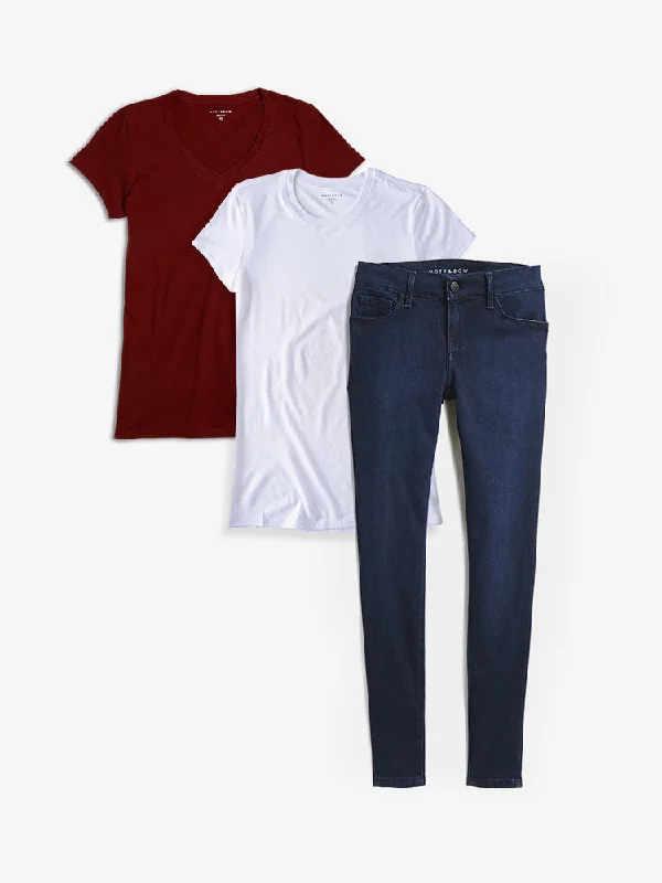 Skinny women jeans with a form - fitting designSet 02: 2 Marcy Tees + 1 pair of Jeans