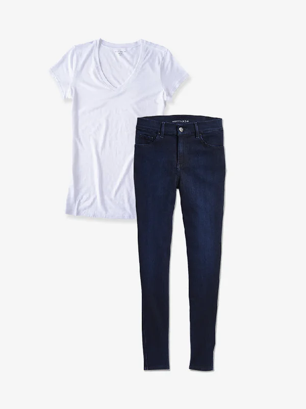 Bootcut women jeans to complement various shoe stylesSet 05: 1 pair of Jeans + 1 Marcy Tee