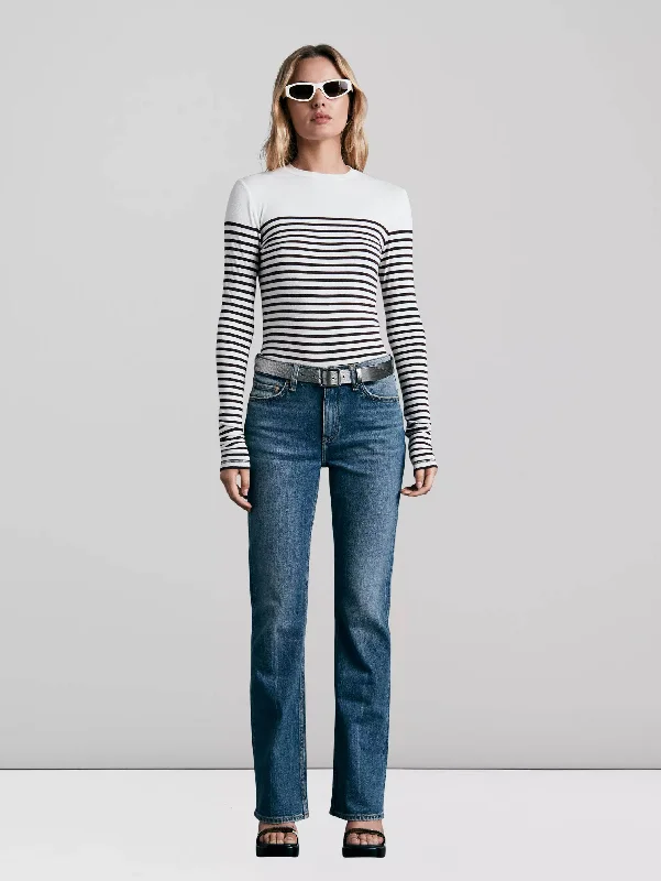 Distressed women jeans for a trendy and edgy lookPeyton Mid Rise Boot Jean - Huntley