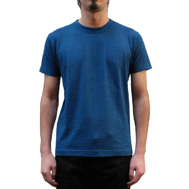 Washed - Out Denim Top for a Vintage AestheticPure Blue Japan Middle Indigo Jersey Crewneck Tee Washed - Out Denim Top for a Vintage AestheticPure Blue Japan Middle Indigo Jersey Crewneck Tee