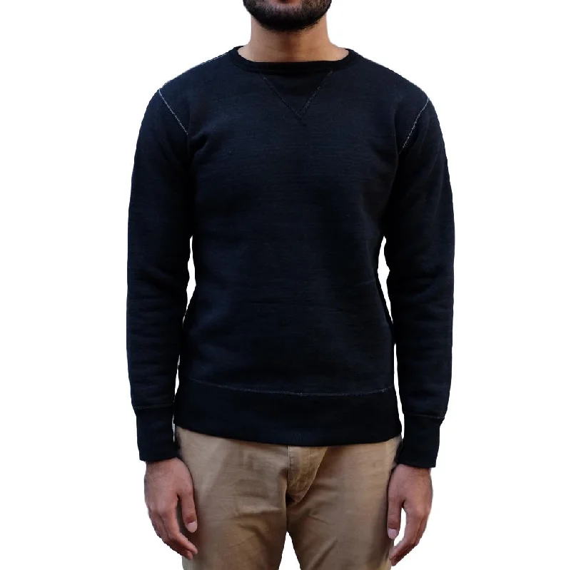 Long - Sleeve Denim Top for Cold Weather LayeringStudio D'Artisan 9983 Black Indigo Loopwheel Crewneck Sweatshirt Long - Sleeve Denim Top for Cold Weather LayeringStudio D'Artisan 9983 Black Indigo Loopwheel Crewneck Sweatshirt