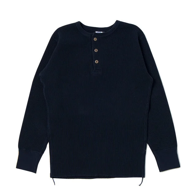 Studded Denim Top for a Glamorous and Bold StyleStudio D'Artisan L/S Heavy Thermal Henley (Navy)