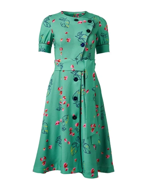 Ruffled Women Dress with Multiple Layers for a Playful and Girly StyleAstrid Green Print Dress Ruffled Women Dress with Multiple Layers for a Playful and Girly StyleAstrid Green Print Dress