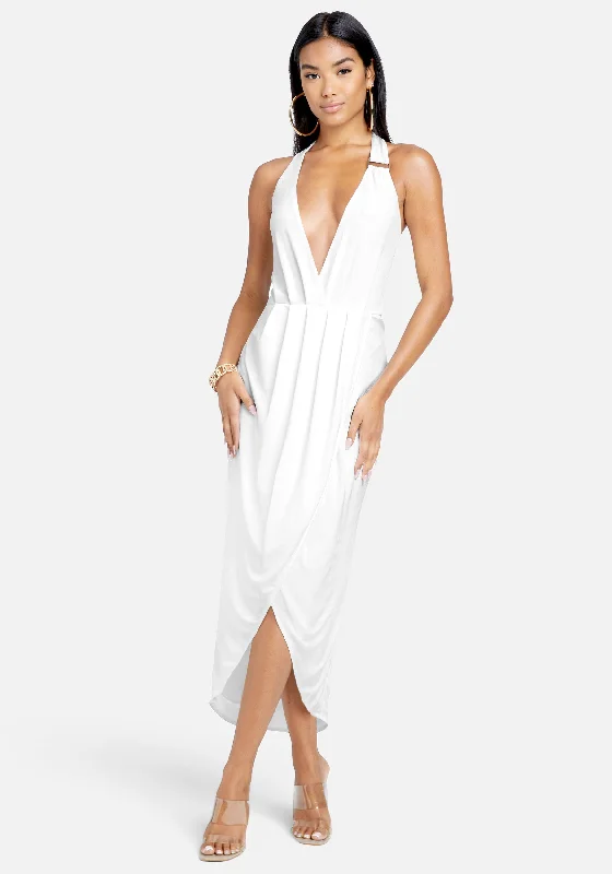 Plus Size Women Dress with a Flattering A - Line Cut for Comfort and StyleAsymmetrical Halter Neck Slinky Dress Plus Size Women Dress with a Flattering A - Line Cut for Comfort and StyleAsymmetrical Halter Neck Slinky Dress