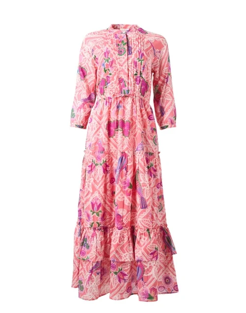 Lace - Embellished Women Dress for an Elegant and Sophisticated AppearanceBazaar Pink Print Cotton Dress Lace - Embellished Women Dress for an Elegant and Sophisticated AppearanceBazaar Pink Print Cotton Dress
