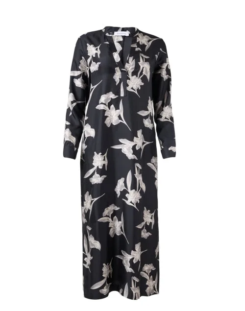 Strapless Women Dress with a Built - in Bra for Comfort and SupportBlack Floral Silk Dress Strapless Women Dress with a Built - in Bra for Comfort and SupportBlack Floral Silk Dress
