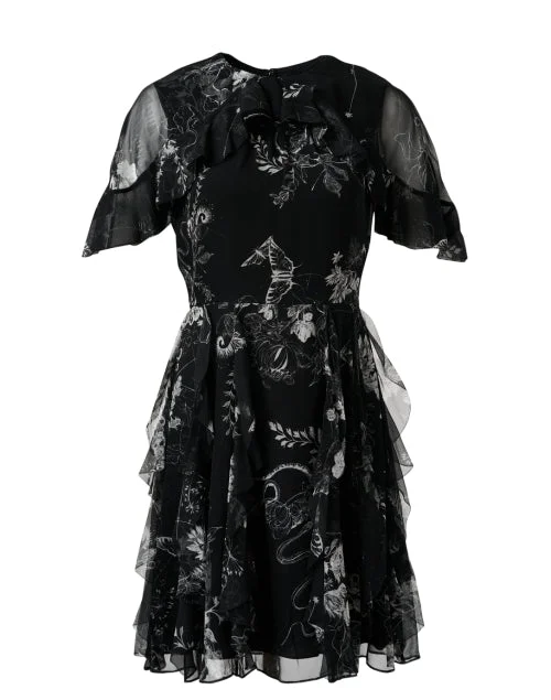 Sheath Women Dress with a Tailored Fit for a Professional LookBlack Multi Print Silk Chiffon Dress Sheath Women Dress with a Tailored Fit for a Professional LookBlack Multi Print Silk Chiffon Dress