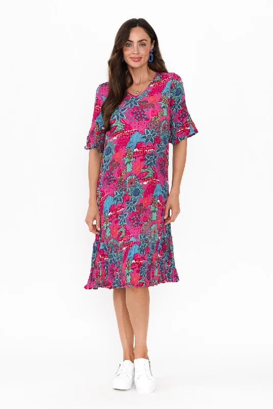 Sleeveless Women Dress in Bright Colors for Summer PartiesCalla Pink Petal Crinkle Dress Sleeveless Women Dress in Bright Colors for Summer PartiesCalla Pink Petal Crinkle Dress