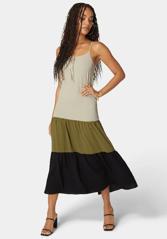 Off - the - Shoulder Women Dress for a Romantic and Feminine LookColor Block Tiered Maxi Dress Off - the - Shoulder Women Dress for a Romantic and Feminine LookColor Block Tiered Maxi Dress