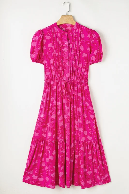 Empire Waist Women Dress to Accentuate the Bust and Conceal the WaistDrawstring Printed Short Sleeve Midi Dress Empire Waist Women Dress to Accentuate the Bust and Conceal the WaistDrawstring Printed Short Sleeve Midi Dress