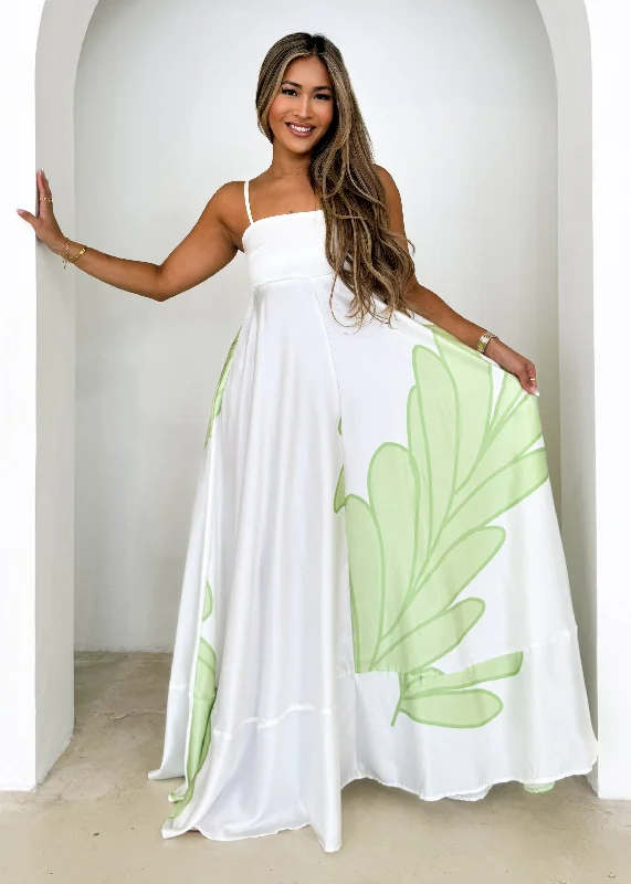 Off - the - Shoulder Women Dress for a Romantic and Feminine LookElide Maxi Dress - Lime Palm Off - the - Shoulder Women Dress for a Romantic and Feminine LookElide Maxi Dress - Lime Palm