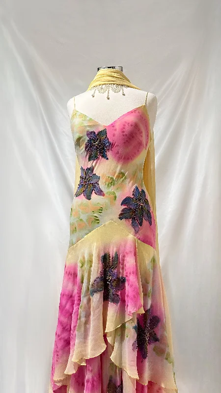 Strapless Women Dress with a Built - in Bra for Comfort and SupportETHEREAL PASTEL FAIRY SILK GOWN & SCARF SET Strapless Women Dress with a Built - in Bra for Comfort and SupportETHEREAL PASTEL FAIRY SILK GOWN & SCARF SET