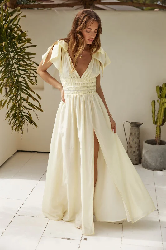 Off - the - Shoulder Women Dress for a Romantic and Feminine LookEyes Of A Goddess Maxi Dress Butter Off - the - Shoulder Women Dress for a Romantic and Feminine LookEyes Of A Goddess Maxi Dress Butter