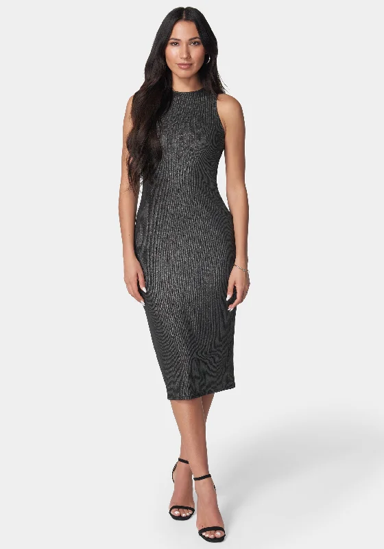 Mini Women Dress with a Short Hem for a Young and Trendy StyleFoil Rib Sleeveless Maxi Dress Mini Women Dress with a Short Hem for a Young and Trendy StyleFoil Rib Sleeveless Maxi Dress