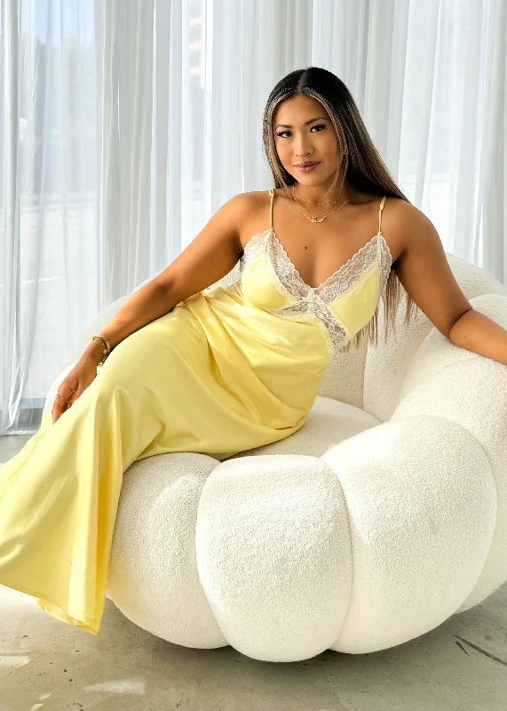 Pleated Women Dress with a Timeless and Elegant TextureFraisa Maxi Dress - Lemon
