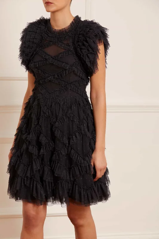 Halter Neck Women Dress to Show Off the Shoulders and NecklineGenevieve Ruffle Mini Dress Halter Neck Women Dress to Show Off the Shoulders and NecklineGenevieve Ruffle Mini Dress