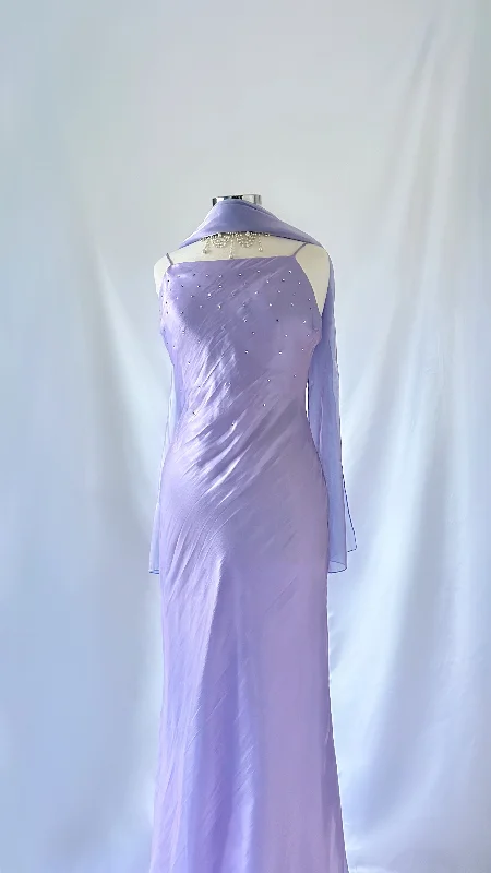Ball Gown Women Dress with a Full Skirt for a Princess - like LookLILAC WATERS IRIDESCENT RHINESTONE BACKLESS GOWN & SCARF SET Ball Gown Women Dress with a Full Skirt for a Princess - like LookLILAC WATERS IRIDESCENT RHINESTONE BACKLESS GOWN & SCARF SET