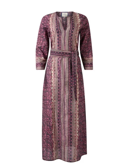 Lace - Embellished Women Dress for an Elegant and Sophisticated AppearanceJane Pink and Brown Multi Print Kaftan Lace - Embellished Women Dress for an Elegant and Sophisticated AppearanceJane Pink and Brown Multi Print Kaftan