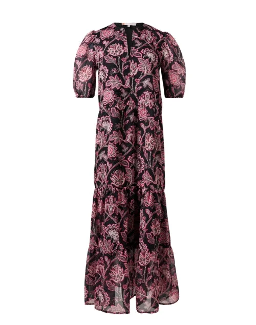 Shift Women Dress with a Simple and Classic Design for Everyday WearJordana Black and Pink Print Cotton Dress Shift Women Dress with a Simple and Classic Design for Everyday WearJordana Black and Pink Print Cotton Dress