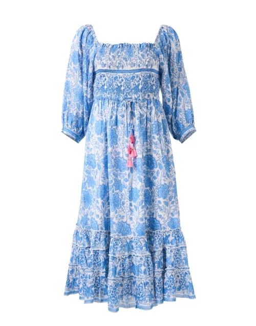 Strapless Women Dress with a Built - in Bra for Comfort and SupportMillie Blue Floral Dress Strapless Women Dress with a Built - in Bra for Comfort and SupportMillie Blue Floral Dress