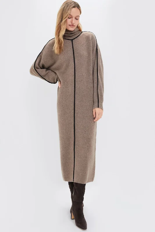 Empire Waist Women Dress to Accentuate the Bust and Conceal the WaistMushroom and Black Apres Dress Empire Waist Women Dress to Accentuate the Bust and Conceal the WaistMushroom and Black Apres Dress